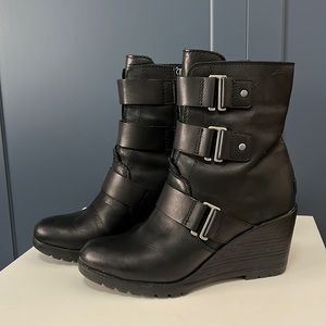 Sorel water resistant wedge booties